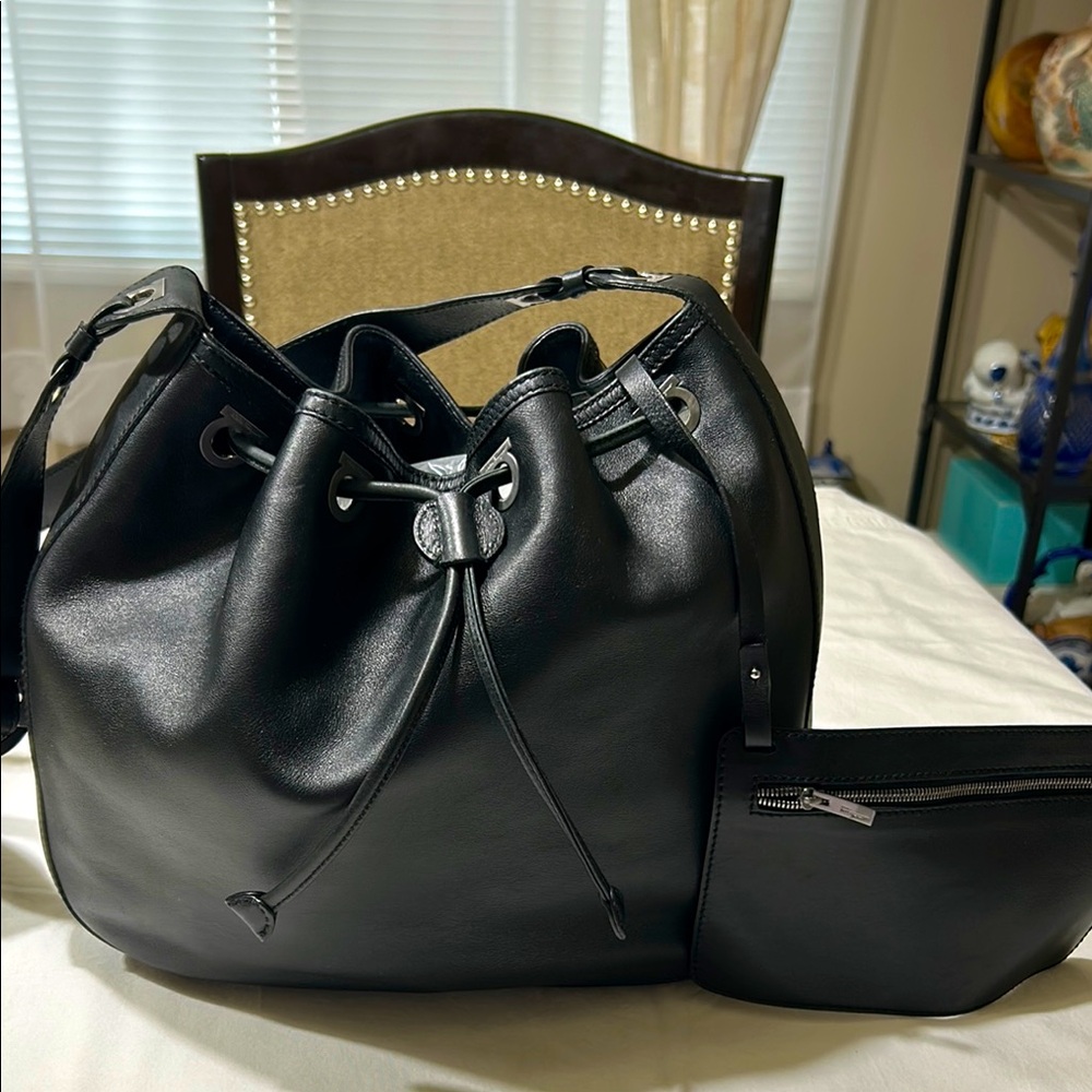 Ferragamo, black, elegant, leather hobo bag